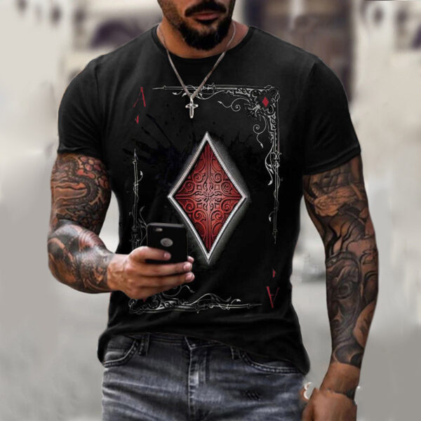 Playing Card Printing Men's T-Shirt Top - Image 3