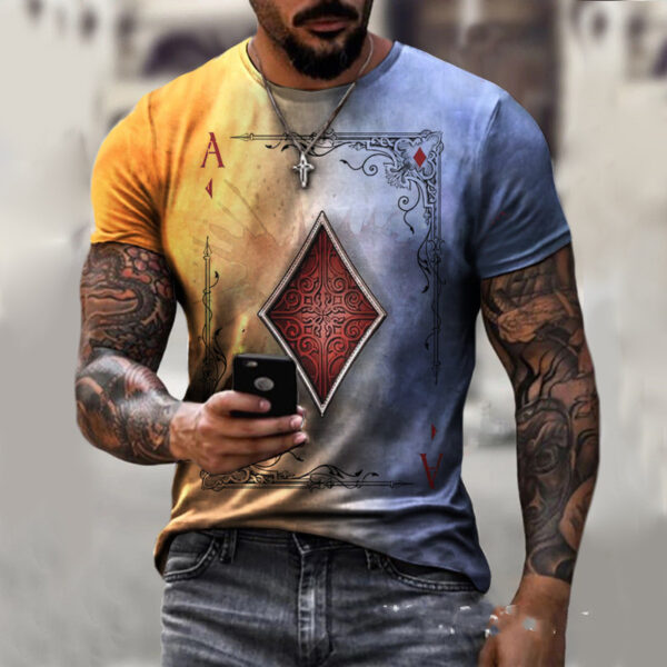 Playing Card Printing Men's T-Shirt Top - Image 2