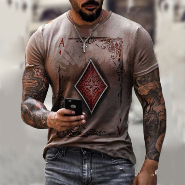 Playing Card Printing Men's T-Shirt Top - Image 5