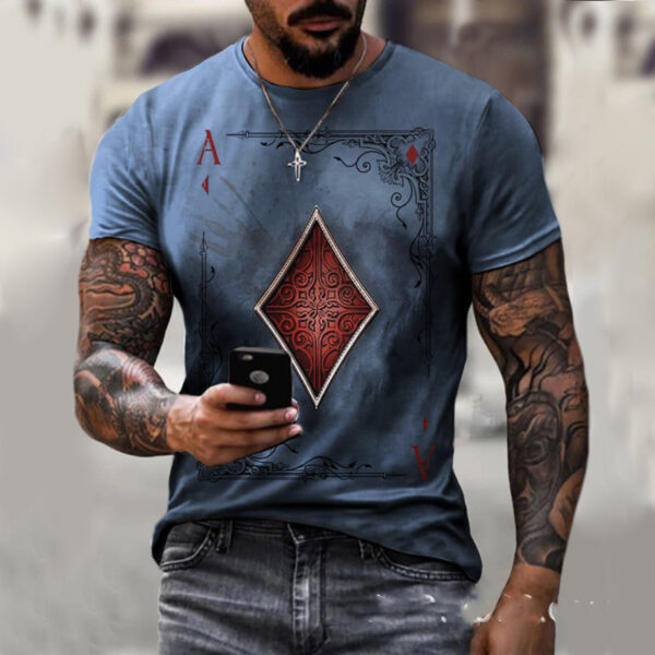 Playing Card Printing Men's T-Shirt Top - Image 4