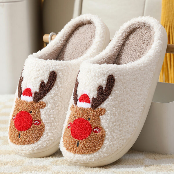 Christmas Shoes Winter Home Slippers Elk Soft Cozy Bedroom Slipper Slip On House Shoes - Image 3