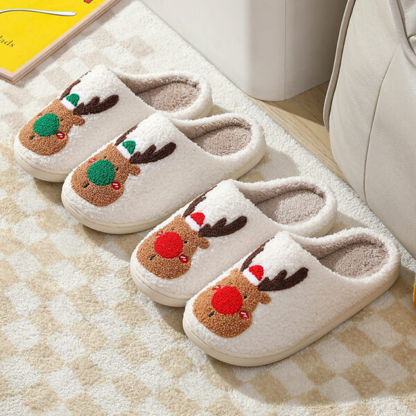 Christmas Shoes Winter Home Slippers Elk Soft Cozy Bedroom Slipper Slip On House Shoes - Image 7