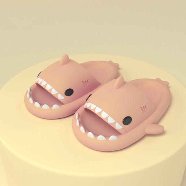 Adult's Slippers Indoor Outdoor Funny Shark Cartoon - Image 2