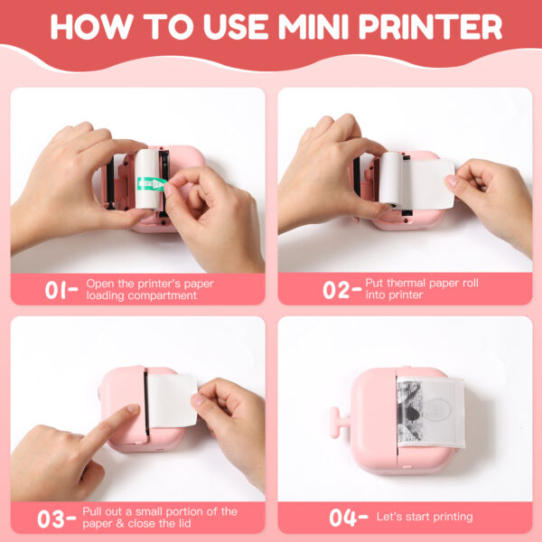 Thermal Mini Printer, X2 Inkless Sticker Maker With Thermal Papers & Sticker Papers, Bluetooth Portable Pocket Phone Printer For Notes, Receipts, Pictures, DIY, Compatible With IOS&Android - Image 6