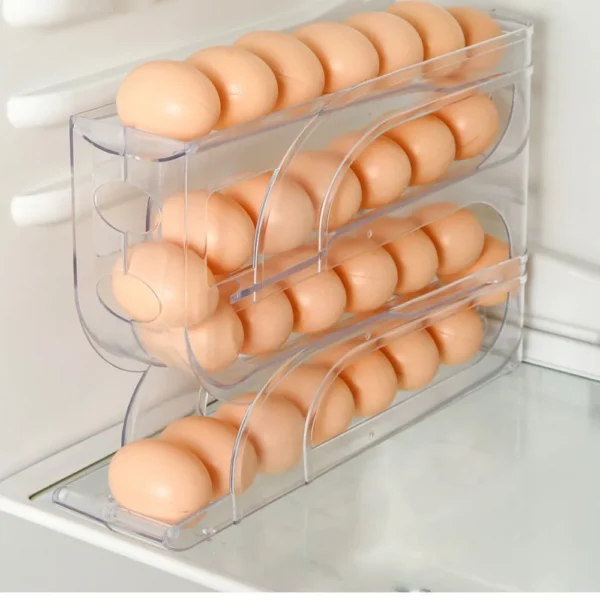 3 Layer / 4 Layer Automatic Egg Roller New Household Kitchen Dedicated Egg Roller Rack Space Saving Large Capacity Egg Organiser - Image 2