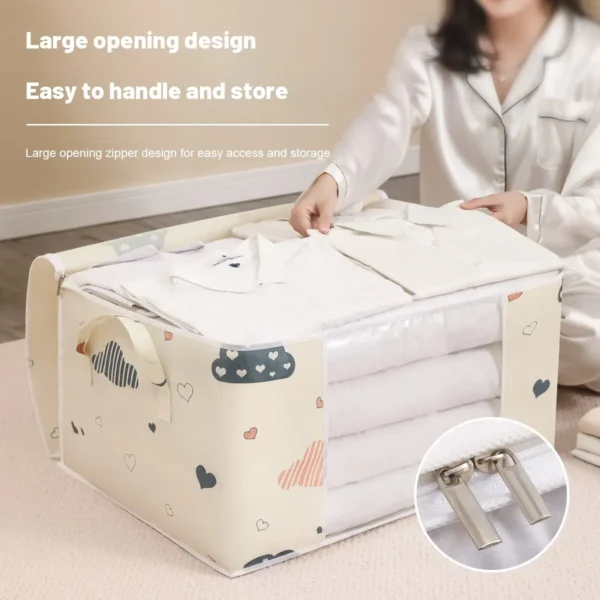 Large Capacity Clothes Storage Bag Organizer With Reinforced Handle Suitable For Blankets Bedding Foldable With Sturdy Zipper - Image 5