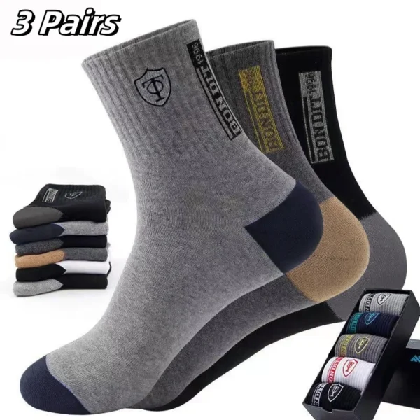 5Pairs Breathable Cotton Sports Stockings Men Bamboo Fiber Autumn and Winter Men Socks Sweat Absorption Deodorant Business Sox - Image 27