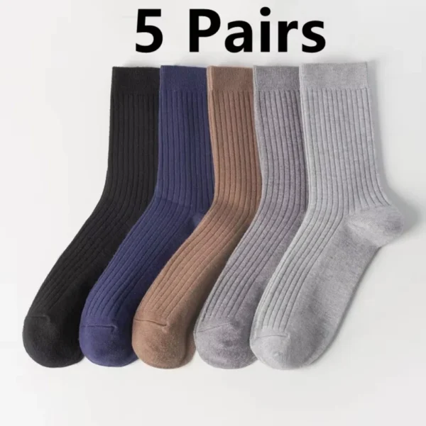 5Pairs Breathable Cotton Sports Stockings Men Bamboo Fiber Autumn and Winter Men Socks Sweat Absorption Deodorant Business Sox - Image 31