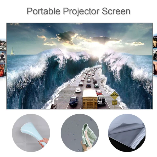 Portable Projector Screen Simple Curtain Anti-Light 60/70/80/100/120 Inches Projection Screens for Home Outdoor Office Projector - Image 2