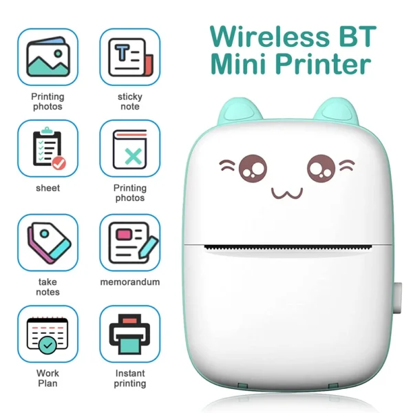 Portable Mini Bluetooth Wrong Printer Mobile Phone Photo Title Note Print Pocket Student Error Label Printer for Children's Gift - Image 2