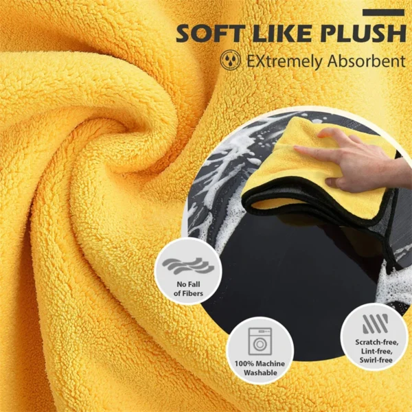 1/2/6pcs Microfiber Cleaning Towel Thicken Soft Drying Cloth Car Body Washing Towels Double Layer Clean Rags Car Accessories - Image 4