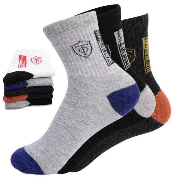 5Pairs Breathable Cotton Sports Stockings Men Bamboo Fiber Autumn and Winter Men Socks Sweat Absorption Deodorant Business Sox - Image 2