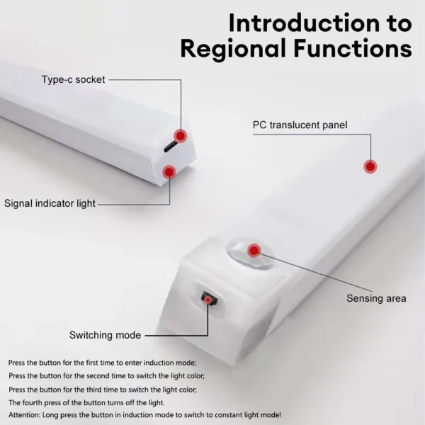 LED Motion Sensor Light Wireless LED Night Light Type C Rechargeable Light Cabinet Wardrobe Lamp Staircase Backlight For Kitchen - Image 11