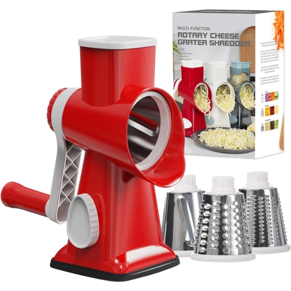 LMETJMA 3 in 1 Rotary Cheese Grater Versatile Manual Vegetable Slicer Peanut Nuts Grinder Cheese Vegetable Shredder Clear JT242 - Image 8