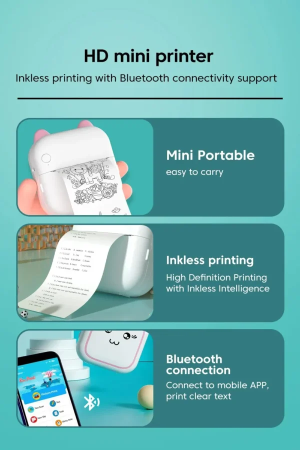 Mini Printer Portable Label Self-adhesive Sticker Color Thermal Paper Wireless Bluetooth Printing For Phones Photo - Image 13