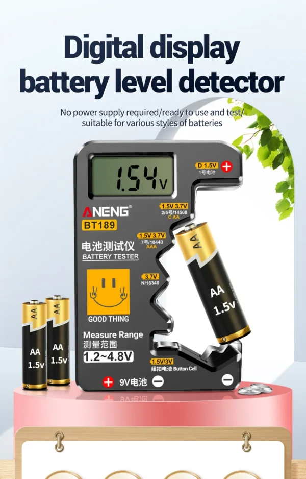 ANENG BT189 Button Cell Battery Tester 9V N D C AA AAA Universal Household LCD Display Battery Tester Power Bank Detectors Tools - Image 8