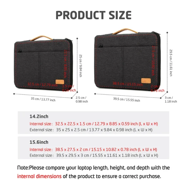 Laptop Sleeve bag 14 15.6 Inch Notebook Pouch For Macbook HP Dell Acer Shockproof Computer Briefcase Travel Business Men Case - Image 9