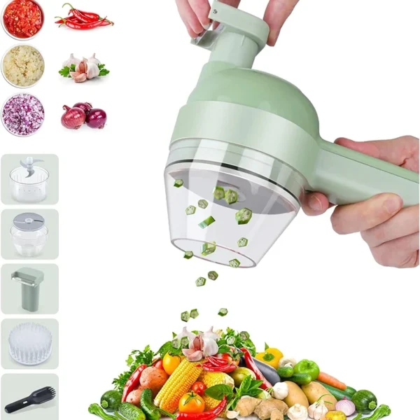 5 in 1 Electric Vegetable Cutter Set  Portable, Rechargeable, Wireless Food Processor & Chopper Machine for Pepper, Garlic& Meat - Image 2