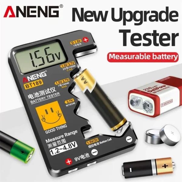 ANENG BT189 Button Cell Battery Tester 9V N D C AA AAA Universal Household LCD Display Battery Tester Power Bank Detectors Tools - Image 2