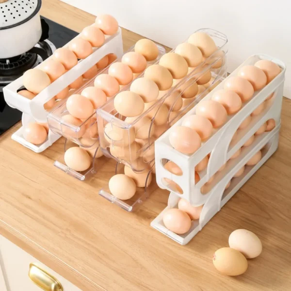 3 Layer / 4 Layer Automatic Egg Roller New Household Kitchen Dedicated Egg Roller Rack Space Saving Large Capacity Egg Organiser - Image 16