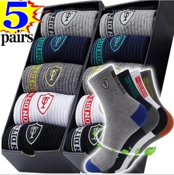 5Pairs Breathable Cotton Sports Stockings Men Bamboo Fiber Autumn and Winter Men Socks Sweat Absorption Deodorant Business Sox - Image 15