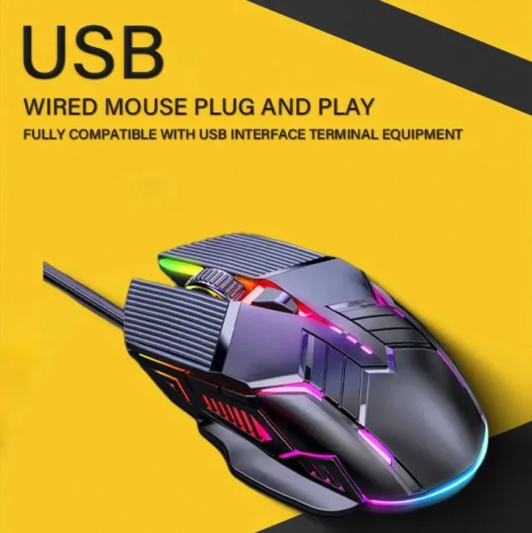 GM6 Wired Mouse RGB Mice Wired Computer Mause LED Backlit Ergonomic Gaming Mouse For Laptop PC - Image 16