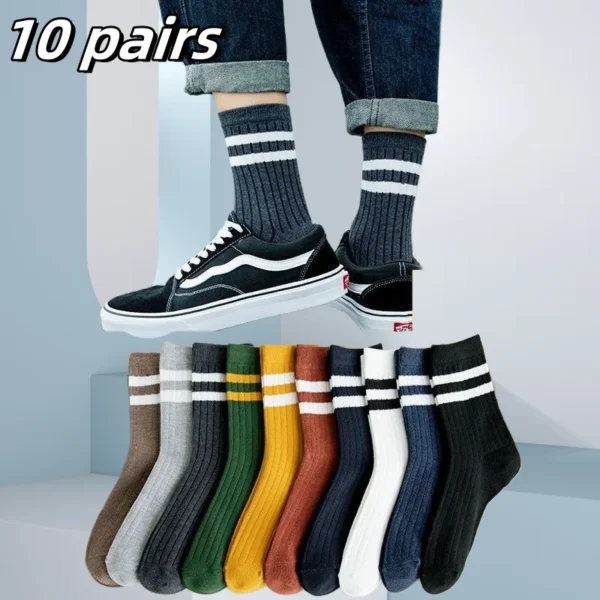 5Pairs Breathable Cotton Sports Stockings Men Bamboo Fiber Autumn and Winter Men Socks Sweat Absorption Deodorant Business Sox - Image 8