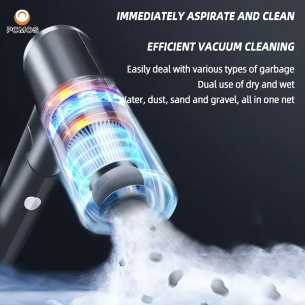 PCMOS 1PC Wireless Vacuum Cleaner Dual Use for Home and Car High Power Powerful Vacuum Cleaner Black - Image 9