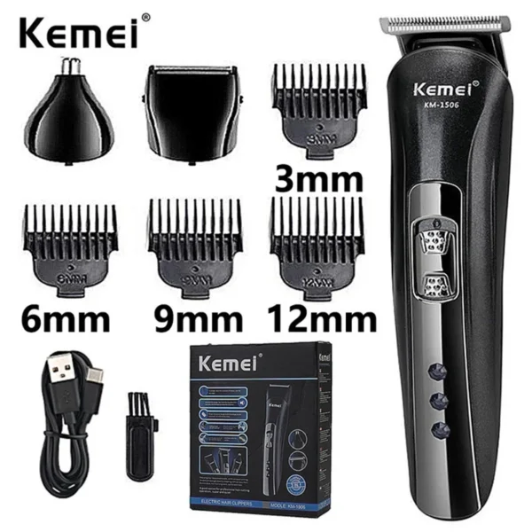 Kemei KM-1506 3 in 1 Electric Shaver USB Charging Hair trimmer Electric Rechargeable Nose Professional Shaving Machine - Image 9