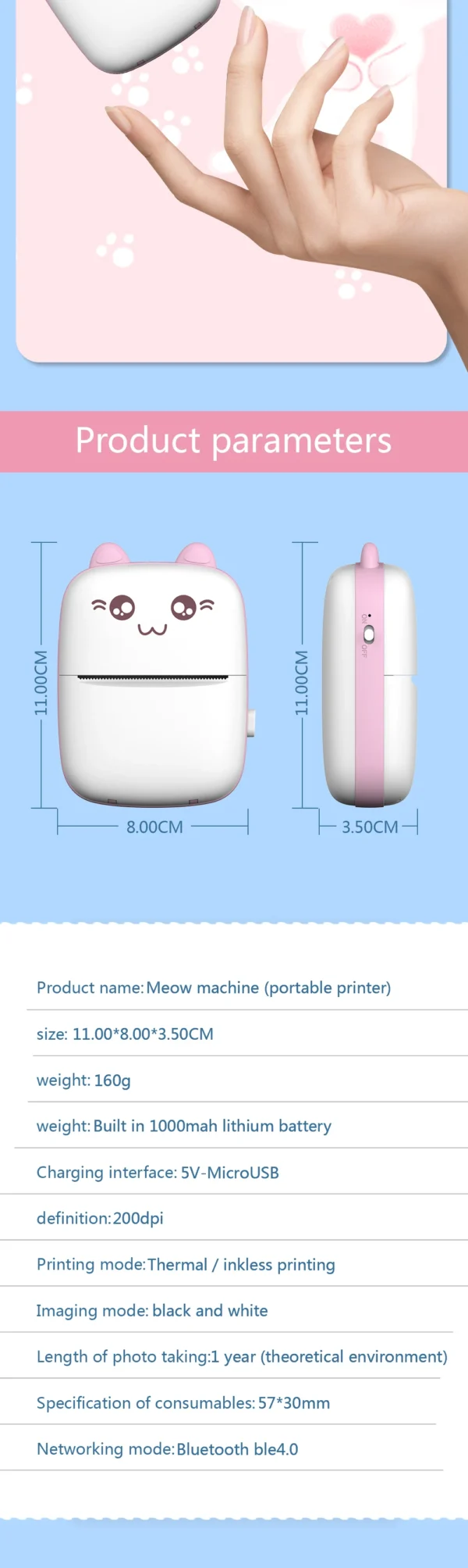 Portable Mini Bluetooth Wrong Printer Mobile Phone Photo Title Note Print Pocket Student Error Label Printer for Children's Gift - Image 19