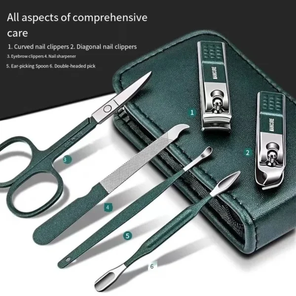 Nail Scissors Set Household High End Mens And Womens Special Nail Clippers Manicure Beauty Tools 6 Piece Portable Household - Image 3