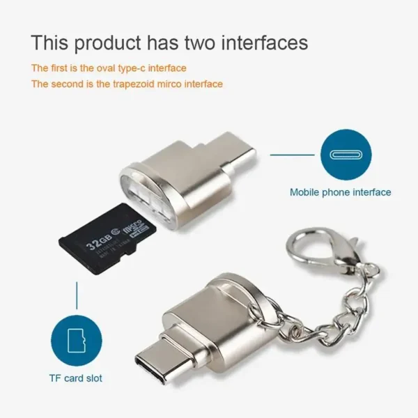 Type-C TF Mobile Card Reader Zinc Alloy USB 3.1 Type-C Xiaomi Huawei Samsung Laptop Multi functional OTG Card Reader - Image 2