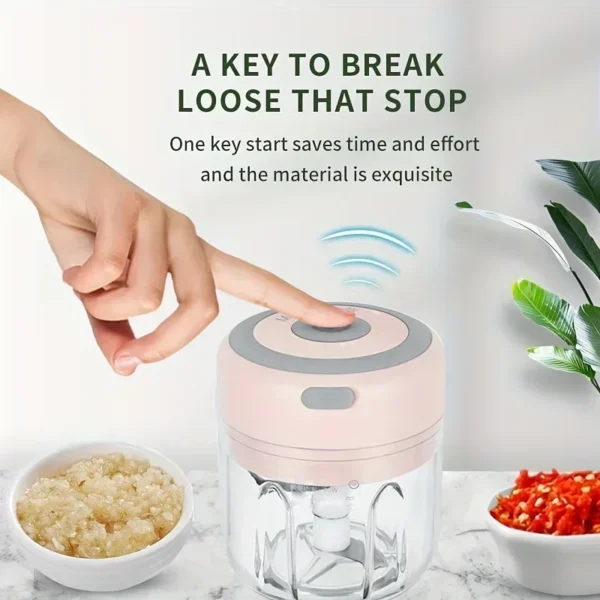 Mini Electric Garlic Grinder Chili Vegetable Chopper 100/250ML Wireless Portable Mixer Machine Crusher Kitchen Blender - Image 2