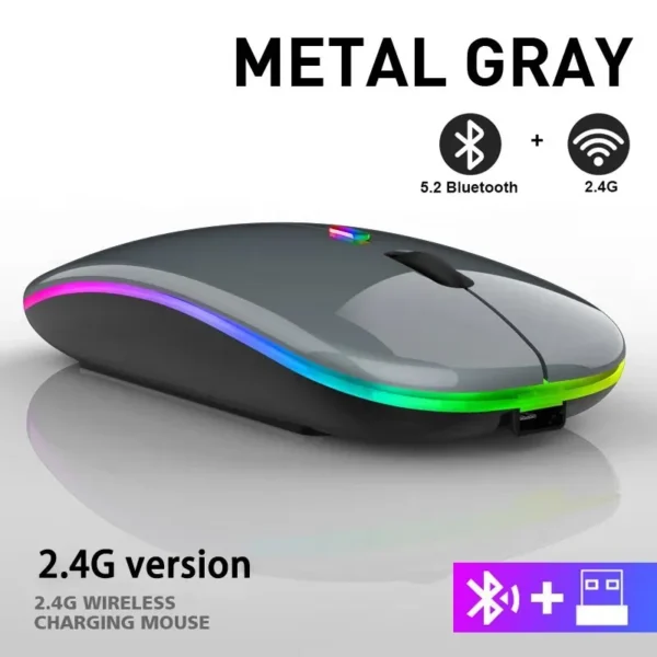 Wireless Mouse RGB Rechargeable Bluetooth Mice Wireless Computer Mause LED Backlit Ergonomic Gaming Mouse for Laptop PC 3600DPI - Image 9