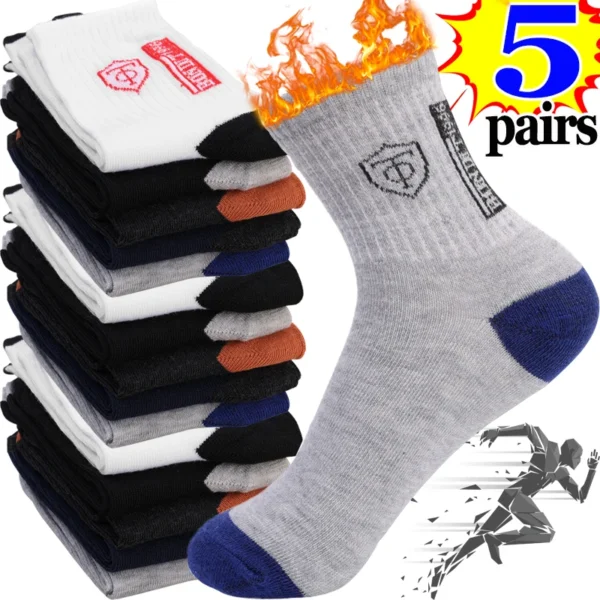 5Pairs Breathable Cotton Sports Stockings Men Bamboo Fiber Autumn and Winter Men Socks Sweat Absorption Deodorant Business Sox - Image 47