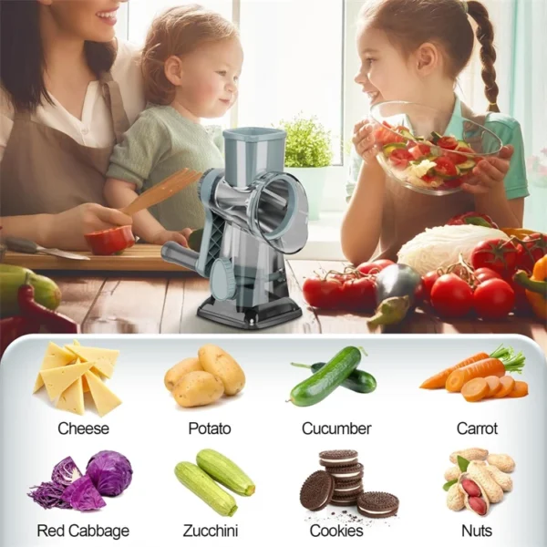 LMETJMA 3 in 1 Rotary Cheese Grater Versatile Manual Vegetable Slicer Peanut Nuts Grinder Cheese Vegetable Shredder Clear JT242 - Image 20