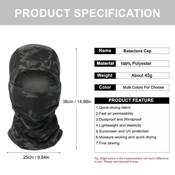 Camouflage Balaclava Hat Cycling Full Face Mask Outdoor Sports Hunting Hiking Ski Mask motorcycle Helmet Inner Cap - Image 2