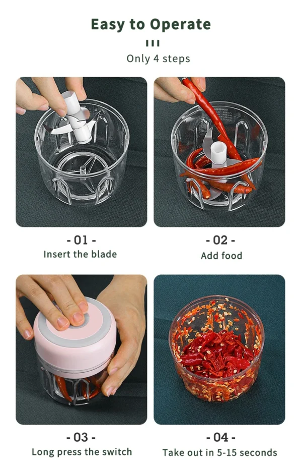 Mini Electric Garlic Grinder Chili Vegetable Chopper 100/250ML Wireless Portable Mixer Machine Crusher Kitchen Blender - Image 21