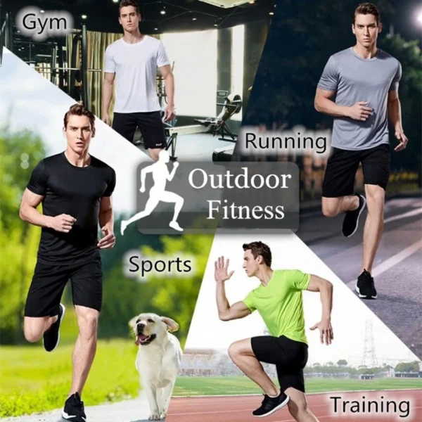 Men's Quick Dry Short Sleeve Gym Running Moisture Wicking Round Neck T-Shirt Training Exercise Gym Sport Shirt Tops Lightweight - Image 6