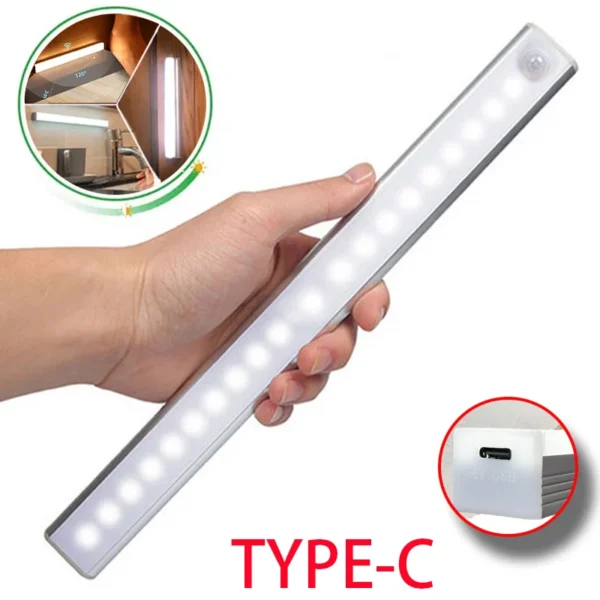 LED Motion Sensor Light Wireless LED Night Light Type C Rechargeable Light Cabinet Wardrobe Lamp Staircase Backlight For Kitchen - Image 22