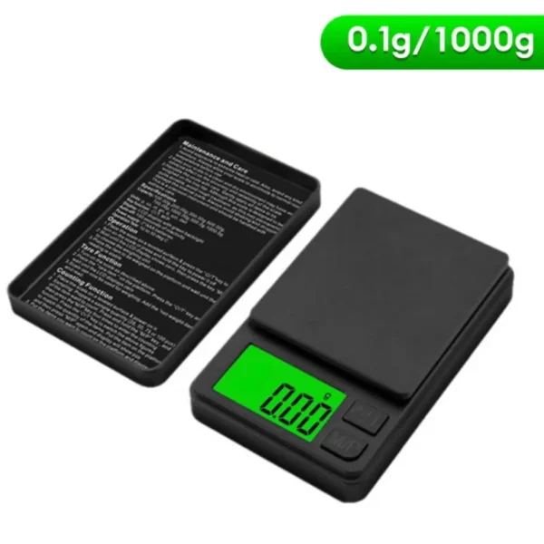 Precision Pocket Scale 1000g X 0.1g - Digital Gram, Food, Jewelry, Ounces/Grains Scale with Backlit LCD - Mini Scale for Travel - Image 7