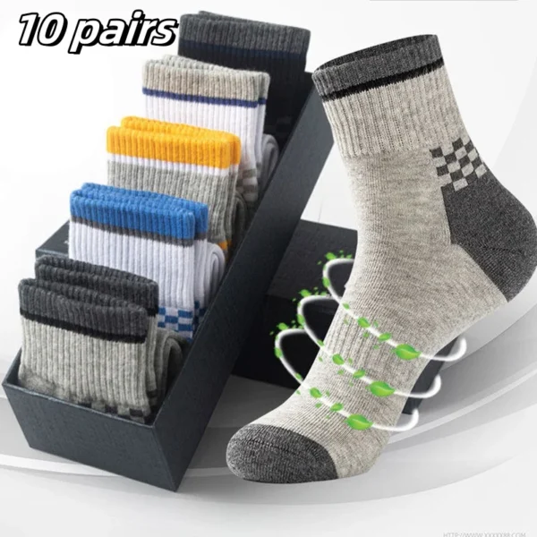 5Pairs Breathable Cotton Sports Stockings Men Bamboo Fiber Autumn and Winter Men Socks Sweat Absorption Deodorant Business Sox - Image 26