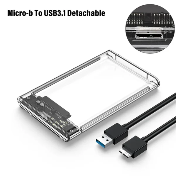 Transparent External Hard Drive 2.5 Inch HDD SSD Case Micro-b To USB3.1 4TB Drive Housing Compatible UASP SATA III Laptop - Image 7