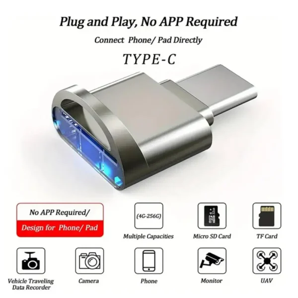 Type-C TF Mobile Card Reader Zinc Alloy USB 3.1 Type-C Xiaomi Huawei Samsung Laptop Multi functional OTG Card Reader - Image 4