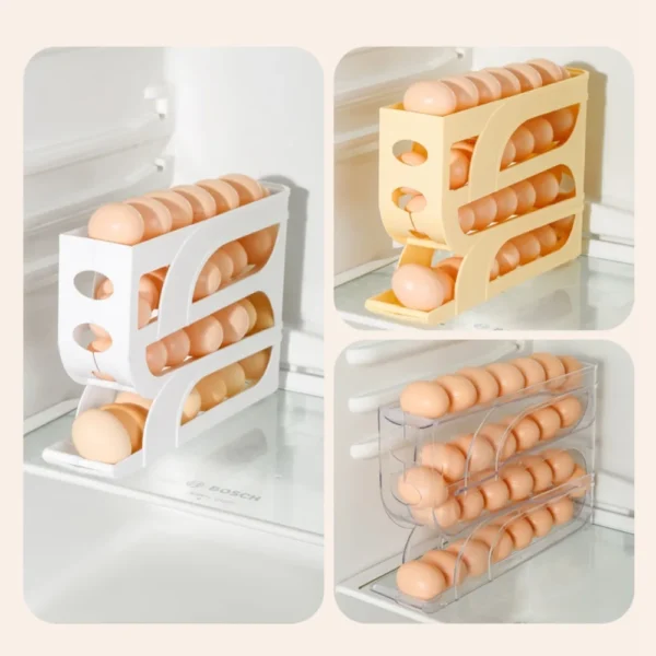 3 Layer / 4 Layer Automatic Egg Roller New Household Kitchen Dedicated Egg Roller Rack Space Saving Large Capacity Egg Organiser - Image 17