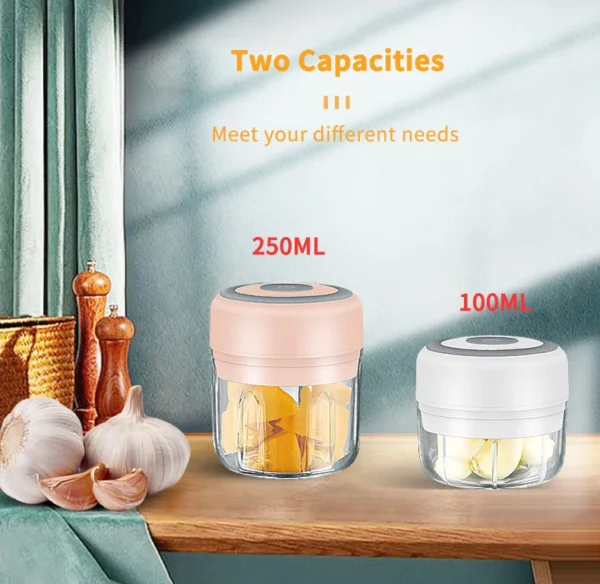 Mini Electric Garlic Grinder Chili Vegetable Chopper 100/250ML Wireless Portable Mixer Machine Crusher Kitchen Blender - Image 19