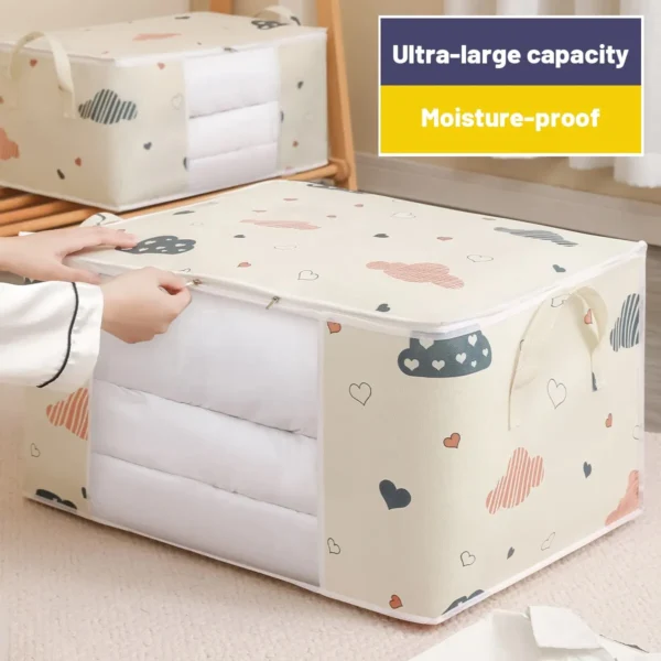 Large Capacity Clothes Storage Bag Organizer With Reinforced Handle Suitable For Blankets Bedding Foldable With Sturdy Zipper - Image 3