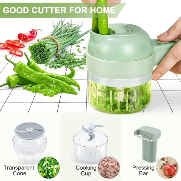 5 in 1 Electric Vegetable Cutter Set  Portable, Rechargeable, Wireless Food Processor & Chopper Machine for Pepper, Garlic& Meat - Image 3