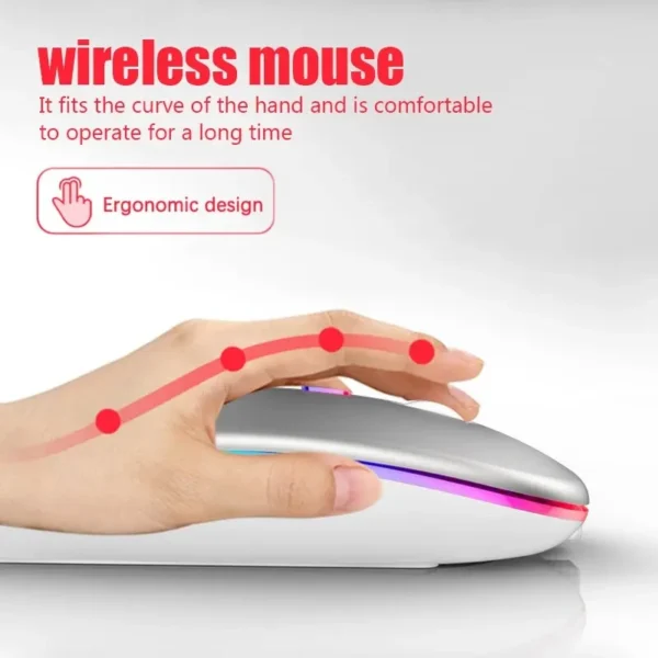 Wireless Mouse RGB Rechargeable Bluetooth Mice Wireless Computer Mause LED Backlit Ergonomic Gaming Mouse for Laptop PC 3600DPI - Image 4