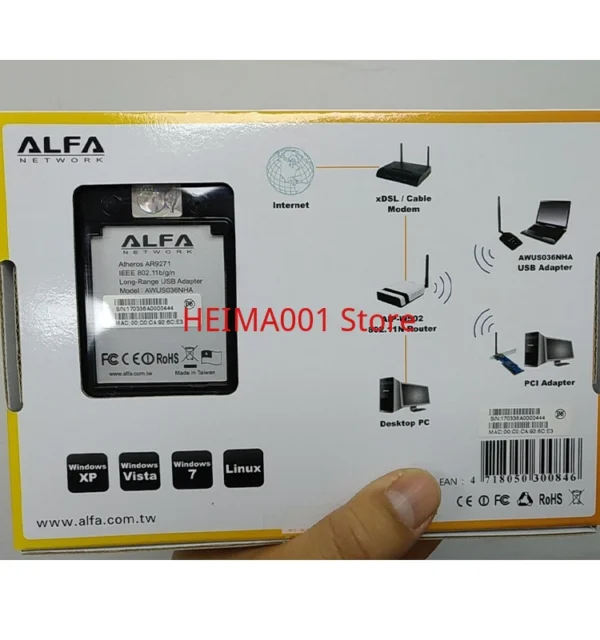 Made in Taiwan/ALFA AWUS036NHA AR9271 Wireless Network Card BT5 Kali Linux Ubuntu - Image 3